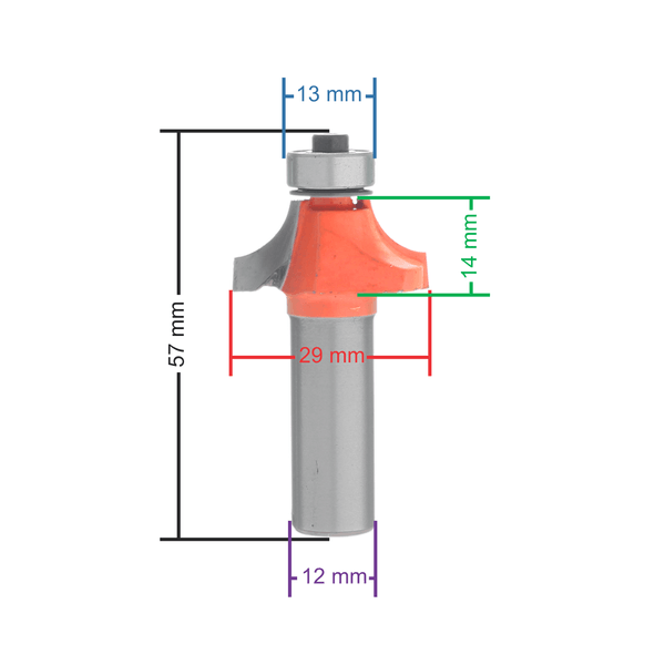 fresa Raio 8 haste 12mm medidas -1-